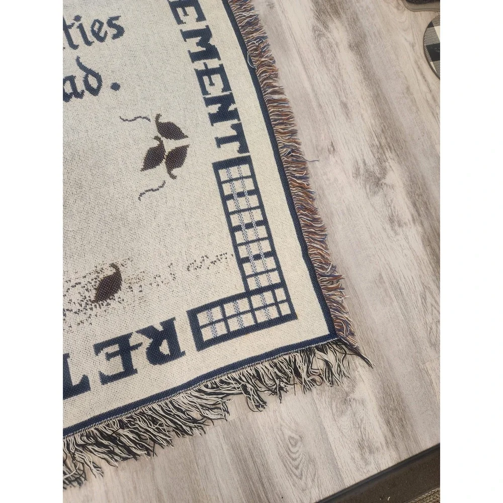 Vintage Retirement Tapestry Throw Blanket With Quote Large 68 X 52 Fringed Edges